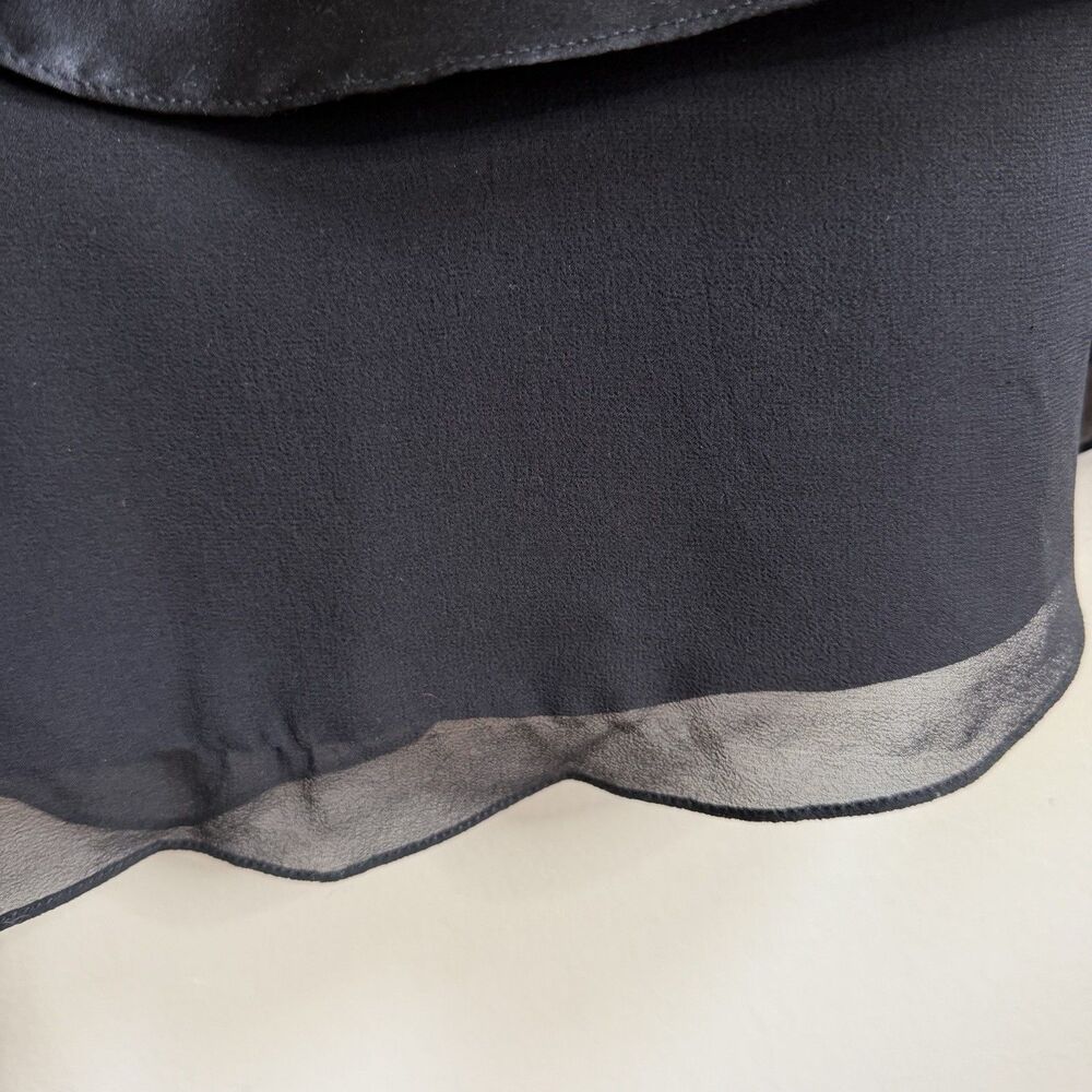 Tadashi Shoji Black Sleeveless Surplice Tiered Layers Silk Formal Gown Size 8 - Picture 13 of 16